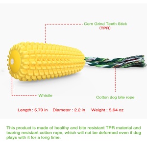 Spazzolino da Denti per Cani UniLink OEM e ODM Ecologico in TPR Giocattolo da Masticare con Nodo in Corda di Cotone e Suono di Mais 200g Accessori per Animali - Product Image 3