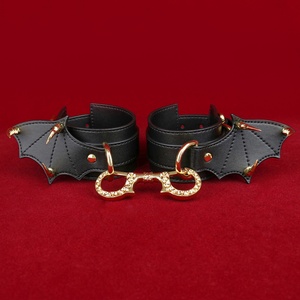 Bat-Style Genuine Leather <b>BDSM</b> Handcuffs & Ankle Cuffs Adjustable Bondage <b>Restraints</b> for Men & Women Soft Lining Fetish Gear Set - Product Image 2