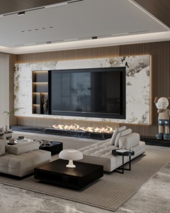 Mobile <span class=keywords><strong>TV</strong></span> Moderno di Lusso per Soggiorno, Mobile <span class=keywords><strong>TV</strong></span> a Parete in Ardesia, Arredamento in Legno per Soggiorno - Product Image 1