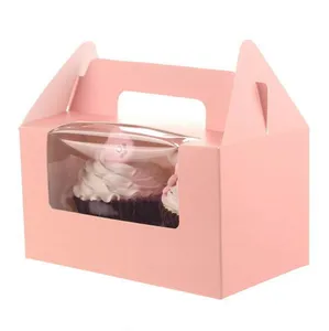 2020 Custom Paper Cupcake Box Wedding Party Favor Box Cake Packaging Cake Box With Clear PVC Window