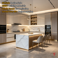 Meubles de cuisine modulaires en mélamine sur mesure, armoires en bois, meubles complets, îlot de cuisine, charnières à fermeture douce, robinet