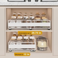 Organisateur de placard extensible sans perçage, adhésif, à largeur réglable, coulissant pour tiroir de cuisine ou étagère sous évier/dépôt
