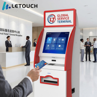 Kiosque de paiement en libre-service avec écran tactile 19/22 pouces, lecteur de codes-barres SDK, reconnaissance faciale pour banques, administrations et émission de documents