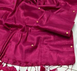 Sari en coton cardé écologique à séchage rapide, tissé, imprimé croisé, pour filles/femmes, léger, pour mariages/occasions spéciales, 370 GRM - Product Image 4