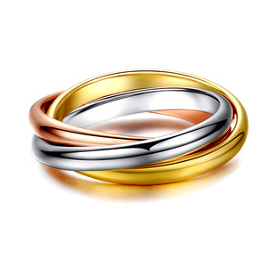 Anillos de acero inoxidable para <span class=keywords><strong>mujer</strong></span>, tres colores, tres en uno, joyería, a la venta - Product Image 5