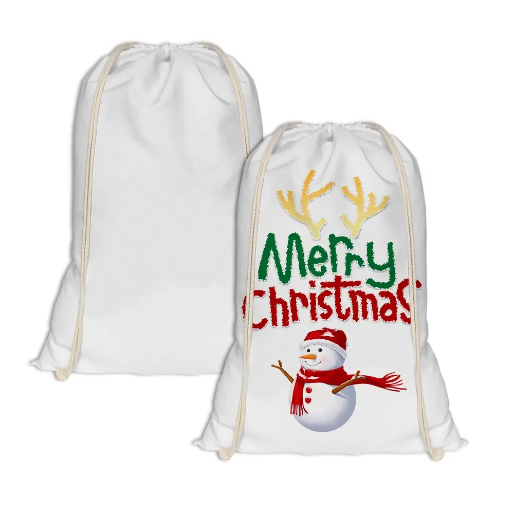 الجملة قابلة لإعادة الاستخدام فارغة عيد الميلاد حقائب ترويجية بحبل قماش حقيبة تسوق التسامي طباعة قماش الرباط أكياس