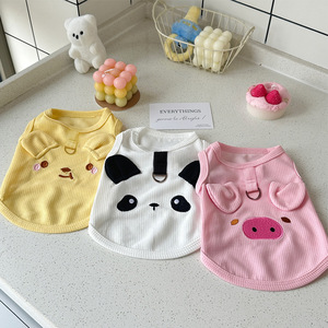Ropa para perros y <span class=keywords><strong>gatos</strong></span> estilo japonés-coreano Ins para primavera y verano Teddy Bixiong VIP Tow Waffle chaleco algodón clásico patrón de animales - Product Image 4