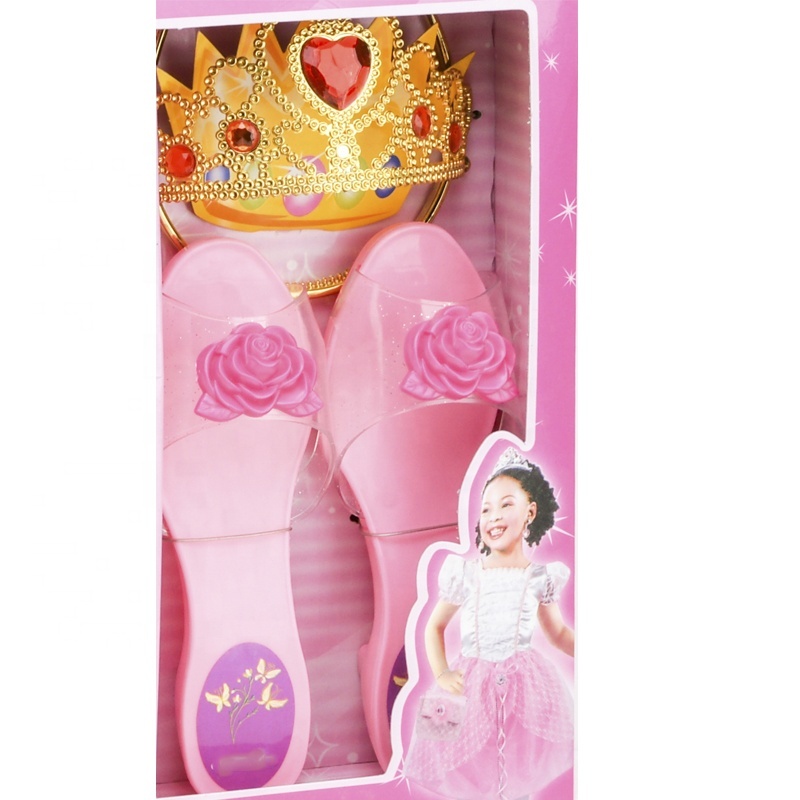 Jouet De Bijoux De Princesse – Set De 5 Pièces Pour Jeu De Rôle : Chaussures, Diadème, Collier, Bague, Boucles D’oreilles