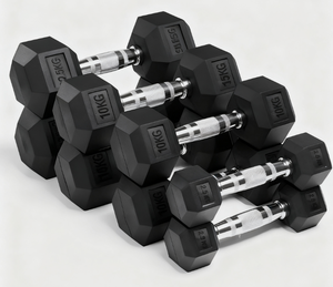 Factory Direct Sale Competitive Price Rubber <strong>Dumbbells</strong> <strong>Set</strong> Fastest Production Time Lbs China Black Rubber Hex <strong>Dumbbell</strong> - Product Image 1
