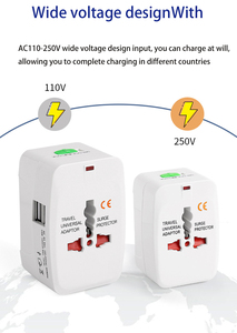 Puerto USB alimentación <span class=keywords><strong>portátil</strong></span> todo en uno adaptador de viaje internacional <span class=keywords><strong>universal</strong></span> enchufe adaptador de enchufe de viaje <span class=keywords><strong>cargador</strong></span> con 1USB 2USB - Product Image 3