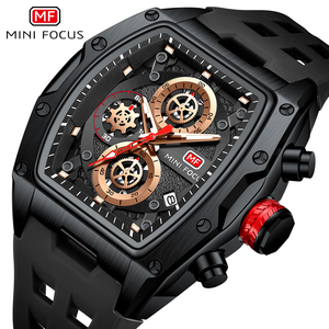 Mini Focus MF0473G carré décontracté Sport chronographe <span class=keywords><strong>montre</strong></span> pour hommes bracelet en silicone <span class=keywords><strong>montre</strong></span>-bracelet grand cadran pointeurs lumineux <span class=keywords><strong>montre</strong></span> à Quartz - Product Image 2