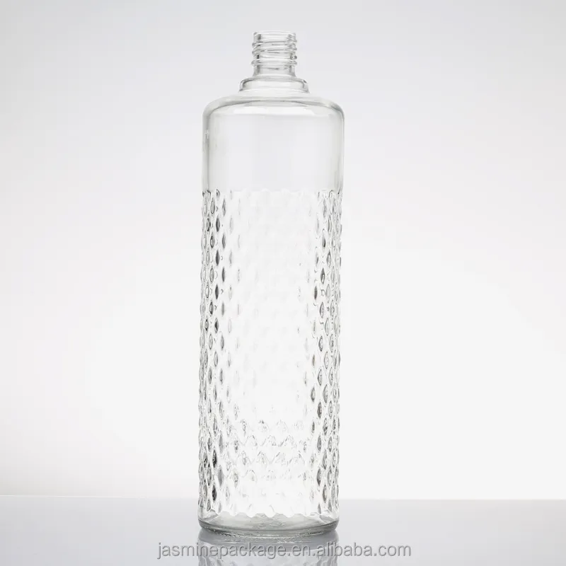Garrafa de vidro com fundo glaciar para rum, uísque e gin, 500ml a 700ml, design especial