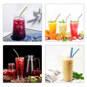 Custom Logo Reusable Stainless Steel 304 Metal Reusable <b>Straw</b> Bent Straight Metal <b>Drinking</b> Smoothie <b>Straws</b> - Product Image 5