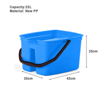 EcoClean 22L Bleu Rectangle Double Seau Outil Organisateur Nettoyage Lavage Portable Seau Avec Bec