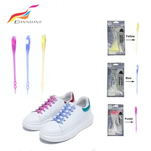 Tali sepatu silikon UV berubah warna karet elastis fotosensitif UV malas tanpa dasi baru untuk anak-anak dewasa