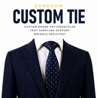 Cravate d'uniforme d'entreprise immobilière en polyester tissé à pois bleu marine, design personnalisé, fabricant de cravates pour hommes