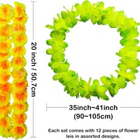 24pcs Set Kalung Bunga Hawaii Bahan Polyester untuk Pernikahan, Halloween, Diwali, Luau, Pesta Pantai & Kolam Renang, Ramah Lingkungan