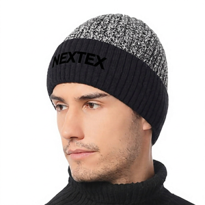 Gorro de Punto con Borde Acanalado, Estampado de Flores en Negro y Gris, Gorro de Invierno Unisex, Informal, para Uso en Exteriores, NEXTEX Nx-b-003 48-50cm - Product Image 1