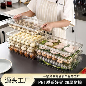 Boîte à raviolis rectangulaire transparente 32x22x5,5cm avec couvercle à clip, récipient de stockage alimentaire hermétique et congelable pour la cuisine - Product Image 5