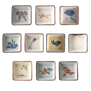 Handmade Ceramic Soy <b>Sauce</b> Dish Japanese Style Vintage Square Seasoning Dipping Dishes Household Dried Fruit Nut Snack Dish - Product Image 1