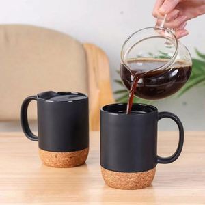 Custom Logo <b>Printed</b> 11oz and Cork Base <b>Coffee</b> Mug Corporate Activity Business Gift Ceramic Mugs With Wooden Bottom - Product Image 1