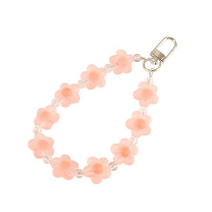 Porte-clés voiture créatif couleur bonbon pendentif perles mignonnes fleur transparente sac de couple accessoires de décoration - Product Image 5