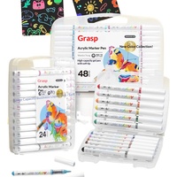 Marqueurs de peinture acrylique liquide à pointe souple de qualité supérieure, 60 couleurs, pour enfants, art et artisanat, haute capacité et forte couverture
