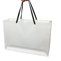 Bolsas de Papel para Compras Laminadas en Negro Brillante, Duraderas, de Lujo, Hechas a Mano con Logotipo Personalizado, con Cinta, para Venta al por Mayor, Minoristas, Regalos, Joyería y Cosméticos