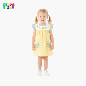 فساتين بنات من Puresun بتصميم مخصص وطباعة زهور صيفية وأكمام مكشكشة من القطن للبيع بالجملة - Product Image 2