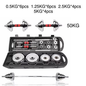 New <strong>50KG</strong> Adjustable <strong>Dumbbell</strong> <strong>Set</strong> with Connector Bar <strong>Chrome</strong> Plated Cast Iron <strong>Barbell</strong> Combination for Home Gym Strength Training - Product Image 5