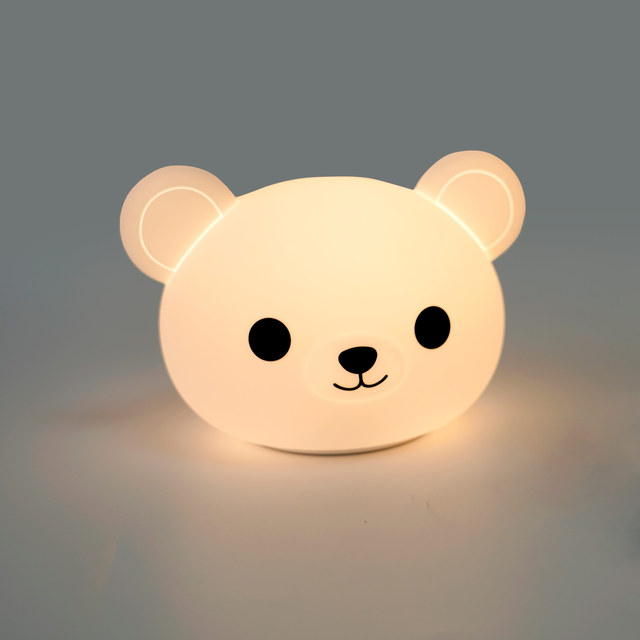 Cute Cartoon Bear LED Night Light Mini Silicone Touch Control Rechargeable Dimmable 7-Color for Kids Bedroom Decorative Lighting
