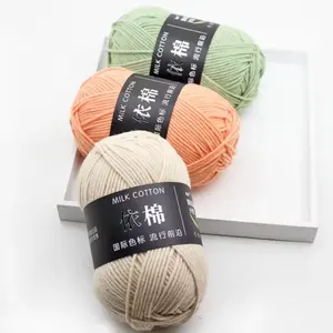 Wholesale Various Colors Soft Hand Knitting Yarn Baby Yarn 4 or 5ply 50g Milk Cotton Yarn