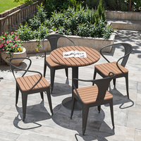 Ensemble durable de chaises de table à manger d'extérieur Design moderne pour terrasses protégées du soleil Balcons Tea Shops-Combinaison de bois et de fer