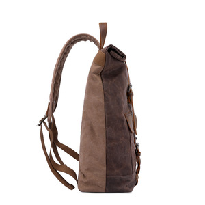Gfavor Men's <b>Backpack</b> <b>Waterproof</b> Roll Top Outdoor Travel Laptop Bag Coffee Color Casual Style - Product Image 5