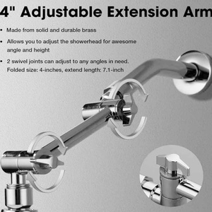 Conector G1/2 Ajustable, Extensor de Ducha de 4 Pulgadas, Soporte de Brazo de Ducha con Ajuste de Altura para Cabezal de Ducha de Lluvia/Manual - Product Image 4