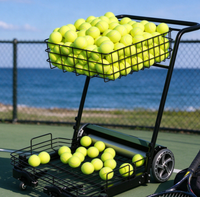 Chariot à balles de tennis en acier, chariot portable pour collecter les balles de tennis, panier à double couche en fil métallique, chariot d'entraînement et d'enseignement de tennis