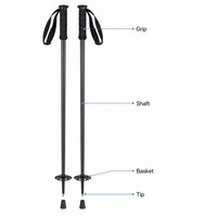 Bâtons de ski alpins en fibre de carbone légers à longueur fixe, poignée EVA, haute résistance, durables, sangle de poignet réglable, 55 mm, pour piste