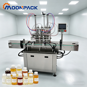 Machine de remplissage automatique de liquides Moonpack G1WYD-4D avec contrôle PLC pour bouteilles de cidre, soda, canettes, thé, huile et autres contenants - Product Image 1