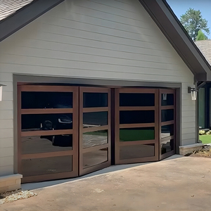 <span class=keywords><strong>Porte</strong></span> <span class=keywords><strong>de</strong></span> <span class=keywords><strong>garage</strong></span> pliante automatique en bois à cadre en aluminium à double battant, best-seller - Product Image 3