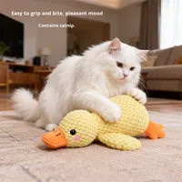 Jouet en peluche pour animaux de compagnie en forme de canard à texture gaufrée - Jouet interactif à mâcher qui couine pour chiens et chats, jouet doux pour chiots et chatons