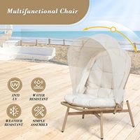 Patio Osier Oeuf Chaise avec Auvent Pliant Rotin Patio Lounge Chaise avec Pare-Soleil pour Porche Jardin Piscine Extérieur