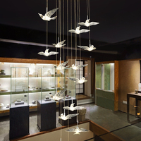 Lustre moderne 2023 à succès, design artistique pour escalier, modèle oiseau, éclairage domestique moderne, support personnalisé, lampe suspendue, lustre