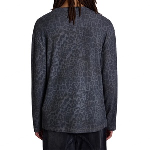 Luxury Casual Custom Streetwear T-shirts Waffle Long Sleeve <b>Top</b> DTG Leopard Printed Oversized <b>Thermal</b> T-shirts for Men - Product Image 4