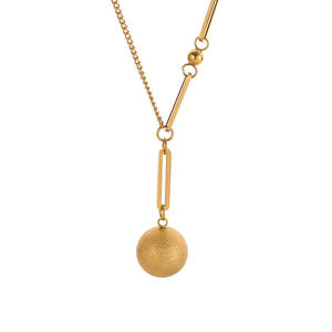 Collier pendentif boule géométrique plaqué or 14 carats pour femmes, collier ras du <span class=keywords><strong>cou</strong></span> en acier inoxydable mat, tendance, bijoux <span class=keywords><strong>de</strong></span> fête - Product Image 5