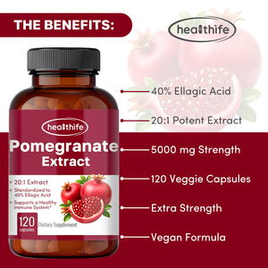 Capsules d'extrait <span class=keywords><strong>de</strong></span> grenade Healthife 20:1 <span class=keywords><strong>40</strong></span>% d'acide ellagique Fabricant OEM sous marque privée - Product Image 3