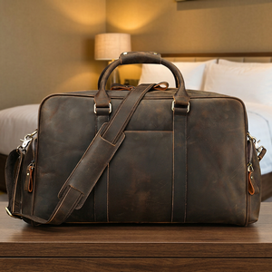 Full Grain <b>Leather</b> Large Capacity PVC Travel Carry on <b>Bag</b> Weekender Overnight Gym Sports Luggage <b>Duffle</b> <b>Bag</b> Unisex - Product Image 2