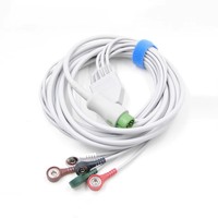 Câbles de fournisseur médical ECG compatibles Sonde à oxygène fendue Ekg One Piece 5 Lead Snap Clip Lead Wire Monitor ECG Connector Cable
