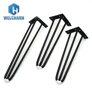 Wholesale Custom Size Steel Dining Coffee Diy Furniture Black 3 Rod Cast Iron Metal Hairpin Table Legs