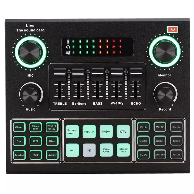 Factory Wholesale New V9 USB Sound Card Live Streaming External Sound Card Gaming Live Broadcast Mic Audio Mixer Sound Cards