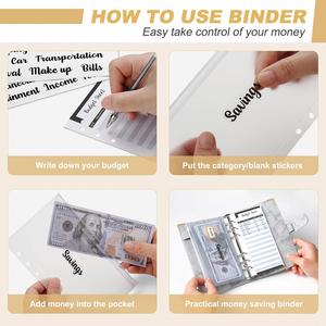 Organiseur de budget A6 de luxe avec 6 anneaux, carnet de suivi des dépenses et enveloppes pour économiser, en cuir PU - Product Image 5
